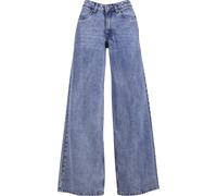 Bequeme Jeans URBAN CLASSICS "Urban Classics Damen Ladies Mid Waist Wide Denim", Damen, Gr. 27, Normalgrößen, tinted lightblau washed, 100% Baumwolle, unifarben, Jeans (33672361-27) tinted lightblau w