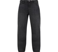 Bequeme Jeans URBAN CLASSICS "Urban Classics Herren Heavy Ounce Straight Fit Zipped Jeans", Herren, Gr. 28, Normalgrößen, schwarz (schwarzwashed), 100% Baumwolle, unifarben, casual, Jeans (11413811-28