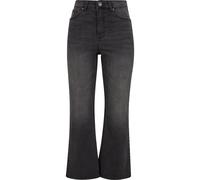 Bequeme Jeans URBAN CLASSICS "Urban Classics Ladies Cropped Flared Denim Pants", Damen, Gr. 30, Normalgrößen, schwarzwashed, 100% Baumwolle, unifarben, Jeans (26203319-30) schwarzwashed