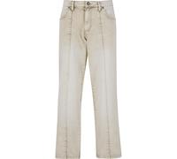 Bequeme Jeans URBAN CLASSICS "Urban Classics Wide Leg Denim With Dividing Seams", Herren, Gr. 28, Normalgrößen, beige (weiß dirty washed), 100% Baumwolle, unifarben, Jeans (61030406-28) weiß dirty was