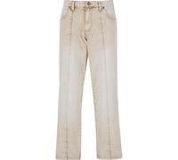 Bequeme Jeans URBAN CLASSICS "Urban Classics Wide Leg Denim With Dividing Seams", Herren, Gr. 34, Normalgrößen, weiß dirty washed, 100% Baumwolle, unifarben, Jeans (61030406-34) weiß dirty washed