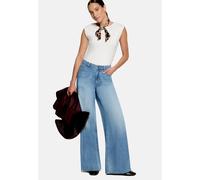 Bequeme Jeans ZERO "Damen fit Jeans mit weitem Bein", Damen, Gr. 44, Normalgrößen, blau (middle blau denim), Denim/Jeans, Obermaterial: 100% Baumwolle, unifarben, lässig geschnitten, Jeans (63749807-4