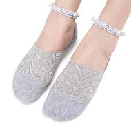 Bequeme, niedrig geschnittene Socken, mit Kunstperlen verzierte Spitzen Söckchen, rutschfestes Design, dehnbare Baumwollmischung für den täglichen Gebrauch, rutschfeste Socken mit Kunstperlen und