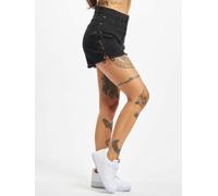 Urban Classics Ladies Highwaist Denim Lace Up Shorts in Gr. W33 in Schwarz