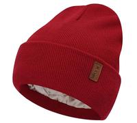 Bequemer Laden Damen Winter Warm Beanie Mütze Strickmütze mit Satin Gefüttert Thermo Wintermütze Lässig Mützen Cap, Weinrot