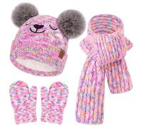 Bequemer Laden Winter Beanie Mütze Handschuhe Loop Schal Kinder 0-8 Jahre | Wintermütze Bommelmütze Schlauchschal Fäustlinge für 0-4 Baby Kleinkinder, Winterhandschuhe für 5-8 Mädchen Jungen Geschenke