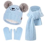 Bequemer Laden Winter Beanie Mütze Handschuhe Loop Schal Kinder 0-8 Jahre | Wintermütze Bommelmütze Schlauchschal Fäustlinge für 0-4 Baby Kleinkinder, Winterhandschuhe für 5-8 Mädchen Jungen Geschenke