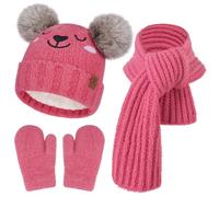 Bequemer Laden Winter Beanie Mütze Handschuhe Loop Schal Kinder 0-8 Jahre | Wintermütze Bommelmütze Schlauchschal Fäustlinge für 0-4 Baby Kleinkinder, Winterhandschuhe für 5-8 Mädchen Jungen Geschenke