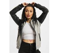bequemer URBAN CLASSICS Damen Hoodie Kordelzug Reißverschluss 300 g/m² mit Baumwolle Grau/Schwarz M