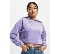 Urban Classics Hoodie Damen Cropped Velvet Oversized, unifarben, Gr. M, Lavendel