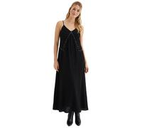 bequemes Damen Maxi Kleid ausgestelltes Baumwoll-Kleid mit Spaghetti-Trägern 905163 Schwarz 38