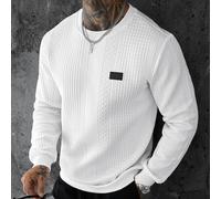 Bequemes Herren-Sweatshirt aus Jacquard-Stoff mit Rundhalsausschnitt und langen Ärmeln, mit kleinem Etikett, lässig für Urlaub, Büro und Business, Her