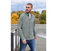 Langarmhemd STREET ONE MEN, Herren, Gr. S (38), US-Größen, grau (silber grün), Web, 100% Baumwolle, unifarben, normal normal, V-Ausschnitt, Bündchen, Hemden, aus reiner Baumwolle (28274850-S) silber g