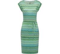 Sommerkleid RAGWEAR "Taggien Print", Damen, Gr. L (40), Normalgrößen, blau (aquablau), Material: 95% Viskose, 5% Elasthan, figurumspielend knielang, Rundhals, Ärmel ohne Ärmelschlitz, Kleider Sommerkl