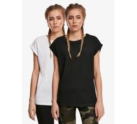 Urban Classics Damen T-Shirt Ladies Extended Shoulder Tee 2-Pack, 2-er Pack T-Shirt für Frauen, black/white, 3XL