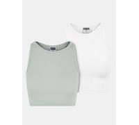 bequemes Urban Classics Damen T-Shirt Stretch 180 g/m² mit Baumwolle Pastell-Grün/Weiß XXL