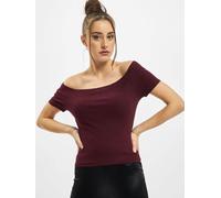 bequemes Urban Classics Damen T-Shirt Stretch Rippstrick 180 g/m² mit Baumwolle Bordeaux-Rot L