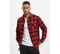 Urban Classics Herren Flanellhemd TB297 kariert – Schwarz/Rot – XXL