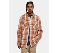Langarmhemd URBAN CLASSICS "Urban Classics Herren Long Oversized Checked Leaves Shirt", Herren, Gr. L, US-Größen, bunt (softseagrass, rot), 65% Polyester, 35% Baumwolle, Langarm, Hemden (26733044-L) s