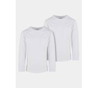 Longsleeve URBAN CLASSICS "Urban Classics Boys Heavy Oversized Pocket Longsleeve 2-Pack", Mädchen, Gr. 158/164, weiß weiß, 100% Baumwolle, unifarben, oversize, Rundhals, Shirts (49761546-158) weiß wei
