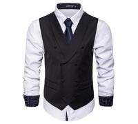 BERCIELY Basic Weste Herren Bankett Abschlussball Klassisch Anzugweste Casual Mode All-Match Blazerweste Business Arbeits Trend Outdoorweste E-Black S