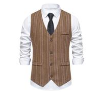 BERCIELY Basic Weste Herren Casual Mode All-Match Blazerweste Business Arbeits Trend Outdoorweste Bankett Abschlussball Klassisch Anzugweste E-Khaki XXL