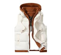 BERCIELY Basic Weste Herren Jugend Klassisch All-Match Weste Herren Leichte Mode Casual Outdoor Weste Herren Ärmellos Verdicken Warm Baumwollweste Herren A-Beige XL