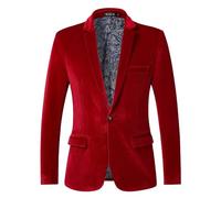 BERCIELY Jacke Herren Business Casual Temperament AnzugJacke Männer Gentleman All-Match Klassisch WesternJacke All-Match Slim Fit Mode Longsleeve Anzug C-Red L