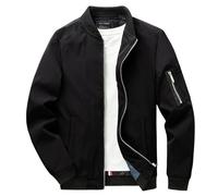 BERCIELY Jacke Herren Casual Lose Temperament Kunstlederjacke Herren Stehkragen Reißverschluss Langarm Jacke Herren Urban Business Bomberjacken Herren G-Black 5XL