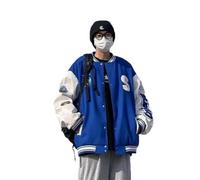BERCIELY Jacke Herren Persönlichkeit Trend Gutaussehend Baseballjacke Herren Jugend Klassisch All-Match Outdoorjacke Herren Casual Mode Sport Übergangsjacke Herren B-Blue XL