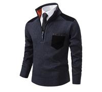 BERCIELY Knit Sweater Herren Weich Langarm Pulli Slim Fit Komfortabel Rundhals Strickpullover Herren Winter Casual Warm Einfarbig Pullover Herren B-Navy XL