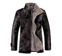 BERCIELY Langarm Jacke Herren Casual Gutaussehend Mode Übergangsjacke Herren Klassisch Vintage Trend Kunstlederjacke Herren Jugend Persönlichkeit Einzigartig Moto Jacke Herren J-Black 8XL