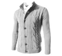 BERCIELY Strickjacke Atmungsaktiv Weich Komfortabel Langarmsweater Casual Mode Warm Knitsweater Klassisch Temperament Trend Sweater Jacke Herren E-White 3XL