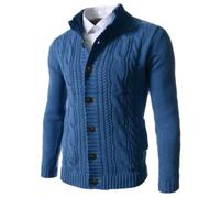 BERCIELY Strickjacke Atmungsaktiv Weich Komfortabel Langarmsweater Casual Mode Warm Knitsweater Klassisch Temperament Trend Sweater Jacke Herren K-Blue XL