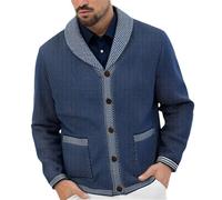BERCIELY Strickjacke Herren Urban Klassisch Trend Gestrickte Jacke Herren Casual Mode Warm Sweater Jacke Herren Slim Fit Weich Atmungsaktiv Langarm Sweater Herren I-Navy M