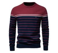 BERCIELY Sweater Herren Mode All-Match Casual Langarm Sweater Herren Slim Fit Weich Komfortabel Knit Sweater Herren Klassisch Atmungsaktiv Warm Strickwaren Herren L-Red XL
