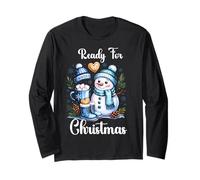 Bereit für Weihnachten, Schneemann und Tasse, Urlaubs-Design Langarmshirt