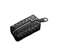 Berfi Life Schlüsselanhänger Cover Case, Universal Auto Key Case Key Fob Protector, Genuine Leather Car Smart Key Chain Keychain Holder Metal Hook and Keyring Zipper Bag for Remote Key Fob, Black