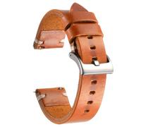 Berfine Rindsleder Uhrenarmband, Retro Handgemacht Vintage Quick Release Dick Leder Uhrenband mit Schnalle aus Edelstahl, Ersatzarmband für Smartwatch Damen Herren 22mm Bourbon-Braun
