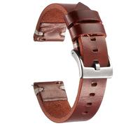 Berfine Rindsleder Uhrenarmband, Retro Handgemacht Vintage Quick Release Dick Leder Uhrenband mit Schnalle aus Edelstahl, Ersatzarmband für Smartwatch Damen Herren 22mm Braun