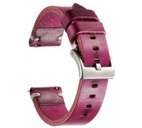 Berfine Rindsleder Uhrenarmband, Retro Handgemacht Vintage Quick Release Dick Leder Uhrenband mit Schnalle aus Edelstahl, Ersatzarmband für Smartwatch Damen Herren 24mm Bordeauxrot