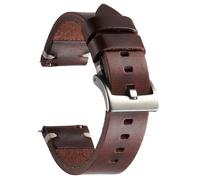 Berfine Rindsleder Uhrenarmband, Retro Handgemacht Vintage Quick Release Dick Leder Uhrenband mit Schnalle aus Edelstahl, Ersatzarmband für Smartwatch Damen Herren 20mm Dunkelbraun