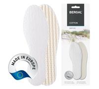 BERGAL COTTON, 1 Paar Barfuß-Sohlen, weich & dünn, 100% Baumwolle + Latexschaum-Polsterung, mit hoher Feuchtigkeitsaufnahme für frische Füße den ganzen Tag, hautfreundlich und waschbar, Gr. 44