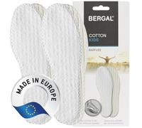 BERGAL COTTON KIDS 2 Paar weiche Baumwoll-Barfuß-Sohlen für hohe Feuchtigkeitsaufnahme, für frische, trockene Füße den ganzen Tag, waschbar, zum leichten Größenausgleich geeignet, Gr. 34