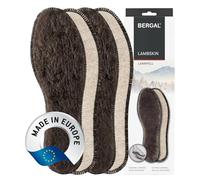 BERGAL LAMBSKIN 2 Paar Premium Lammfell-Sohlen aus extra dickem, echtem Fell, ultra wärmende Winter-Einlagen mit Filz-Isolierschicht, warme Thermosohle, Schaffell Schuheinlagen Gr. 40