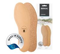 BERGAL LEDER Einlegesohlen mit Naturkork, weiche Ledersohlen gegen Schweißfüße und Gerüche, pflanzlich gegerbtes Echtleder echter Kork, atmungsaktive Leder-Einlagen für Damen und Herren, Gr. 52
