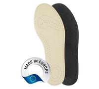 BERGAL Memory Leather Einlegesohlen Memory Foam 1 Paar Ledersohlen mit Aktivkohle für Damen und Herren atmungsaktiv gegen Schweißfüße Echt Leder Insoles für Schuhe Größe 46 Made in Europe