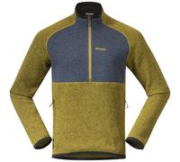 Bergans Kamphaug Knitted M Half Zip Herren Outerwear - Light Olive Green - Orion Blue