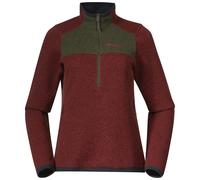 Bergans Kamphaug Knitted W Half Zip Damen Outerwear - Chianti Red - Dark Olive Green