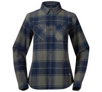 Bergans W Nordmarka Flannel Shirt, Green Mud - Navy Blue Check / XS, Damen Hemden